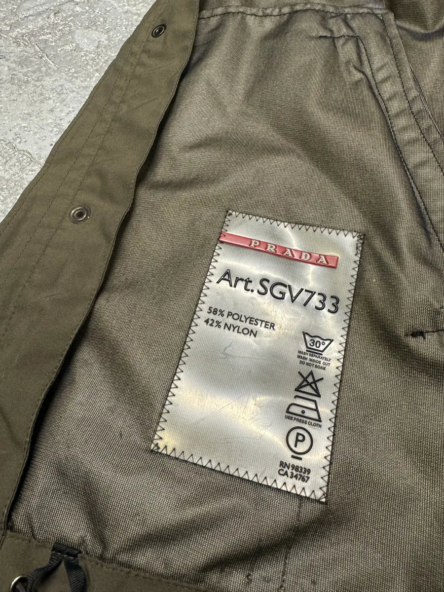 2000s Prada Olive Linea Rossa Light Hooded Jacket OqPDSSy 8