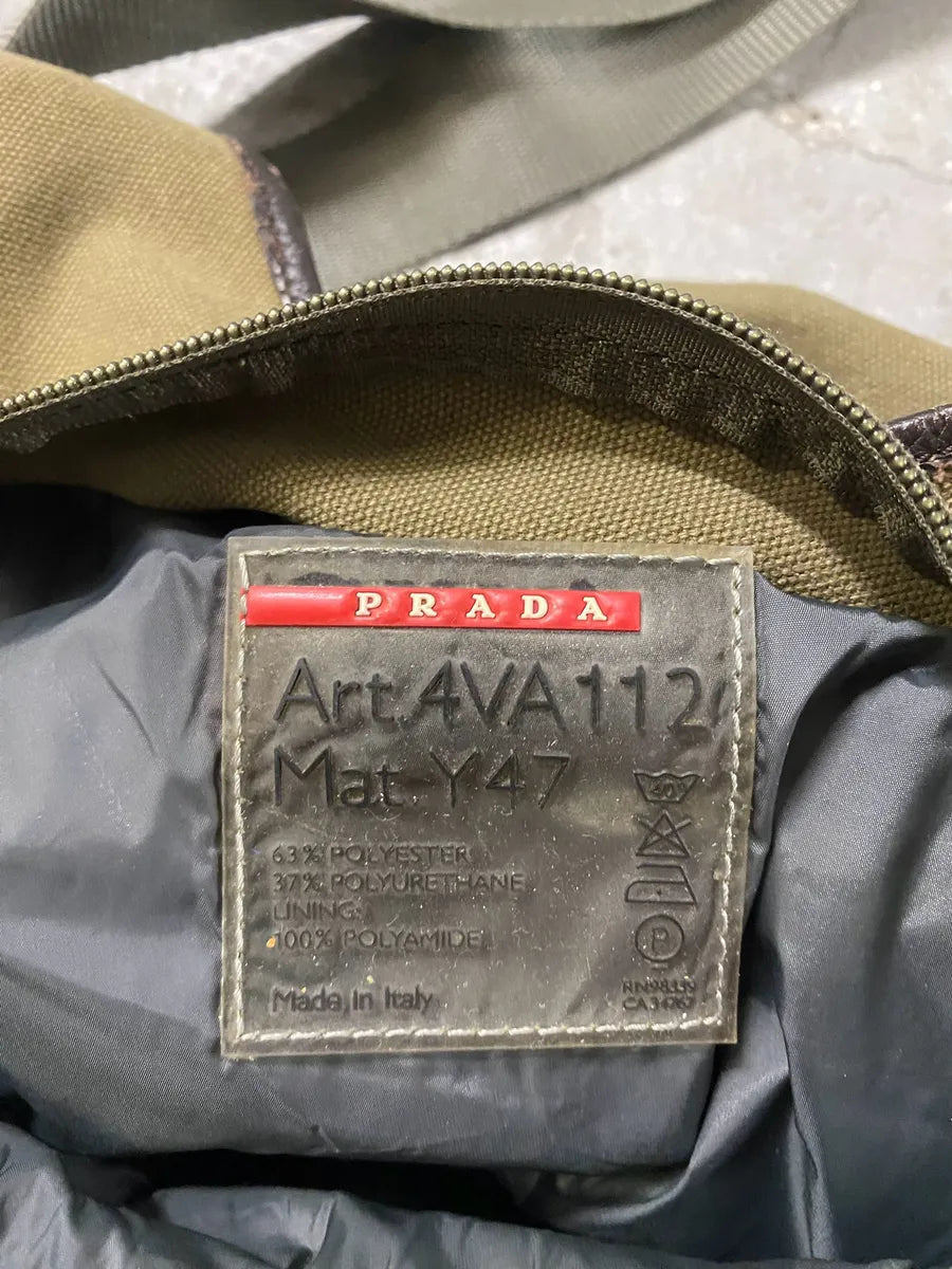 2000s Prada Olive Military Hybrid Leather Shoulder Bag  ReCbFbL 5