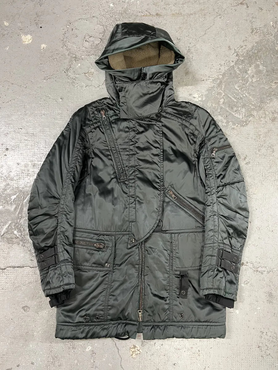 2000s Prada Olive Military Utility Ski Long Jacket (XS) 0