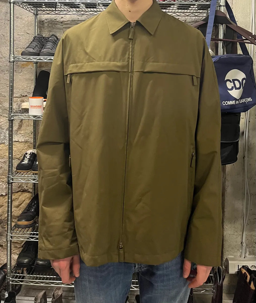 2000s Prada Olive Nylon Tactical Light Coach Jacket (XL) 0
