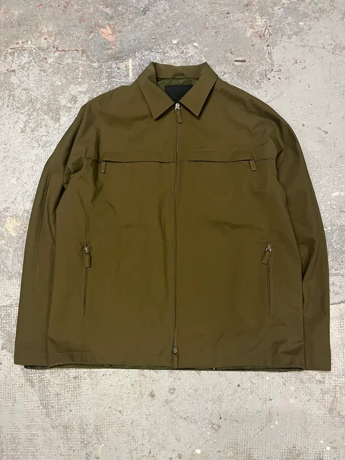 2000s Prada Olive Nylon Tactical Light Coach Jacket (XL) 1