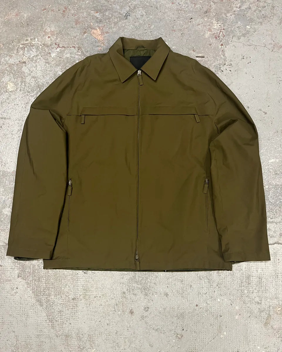 2000s Prada Olive Nylon Tactical Light Coach Jacket (XL) 4