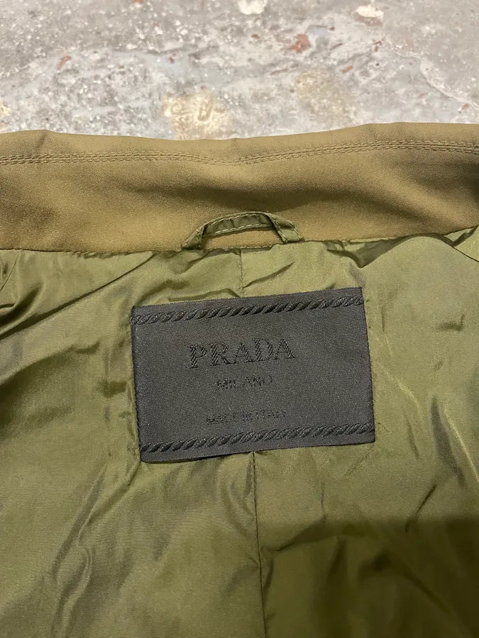 2000s Prada Olive Nylon Tactical Light Coach Jacket (XL) 6