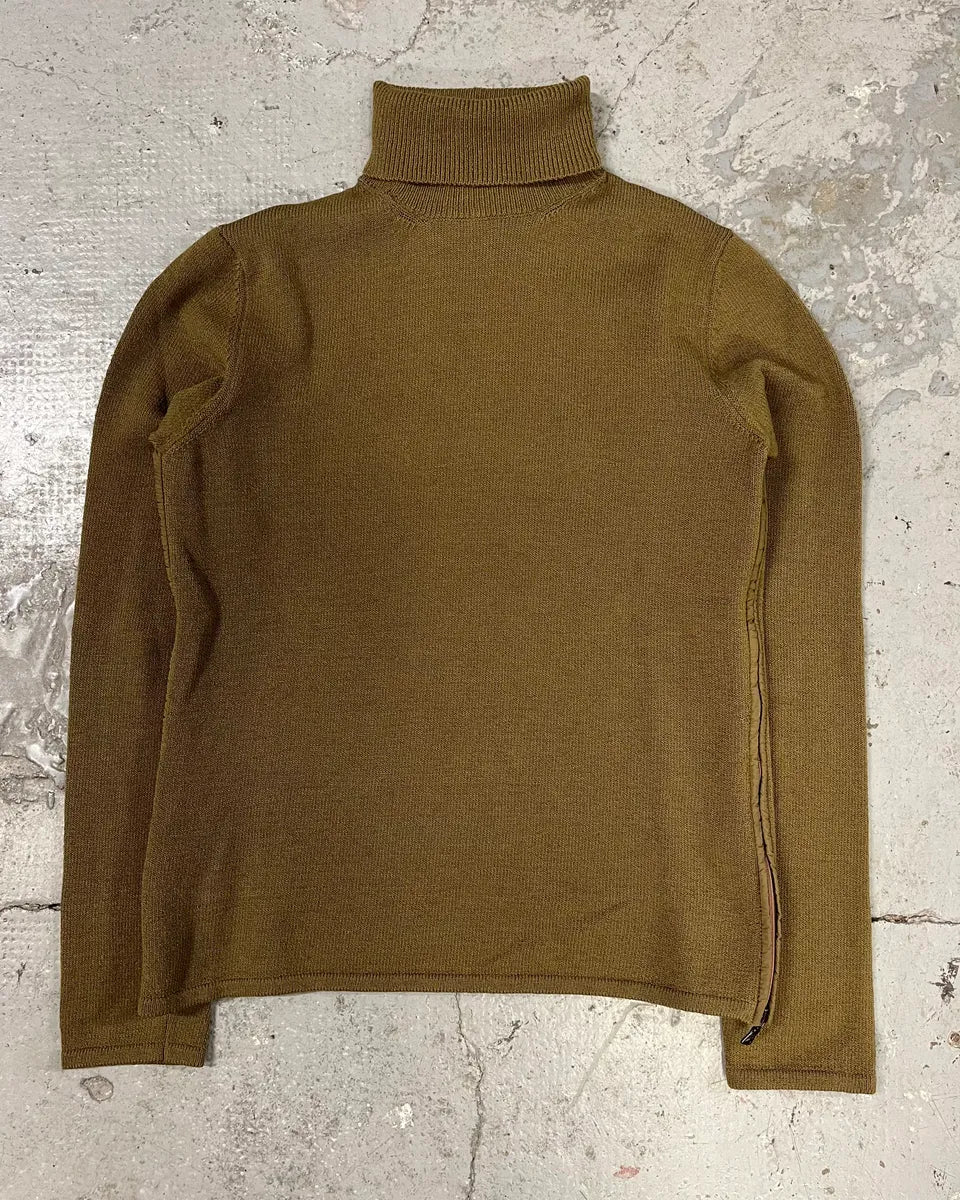 2000s Prada Olive Side Zips Turtleneck (S/M) 0