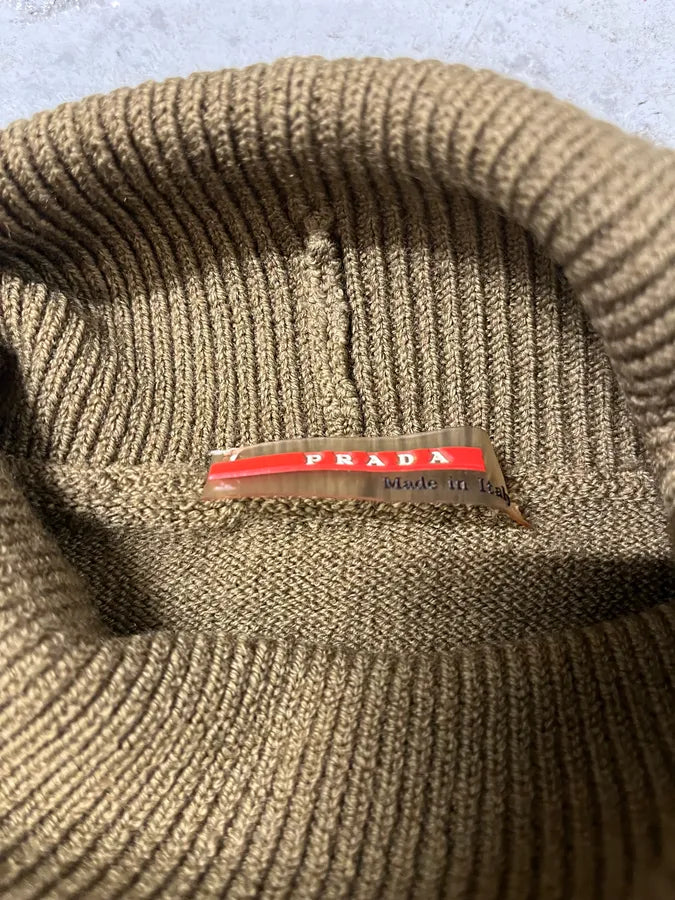 2000s Prada Olive Side Zips Turtleneck (S/M) 5
