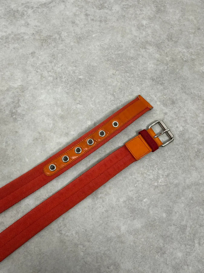 2000s Prada Orange Hybrid Leather Belt MAsvRio 4