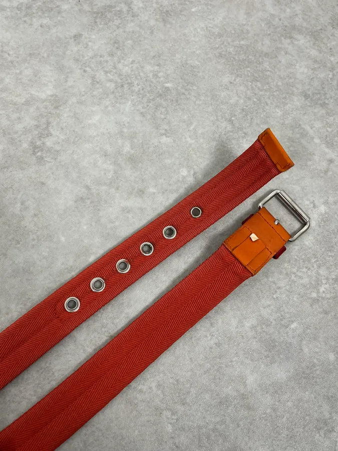 2000s Prada Orange Hybrid Leather Belt MAsvRio 3