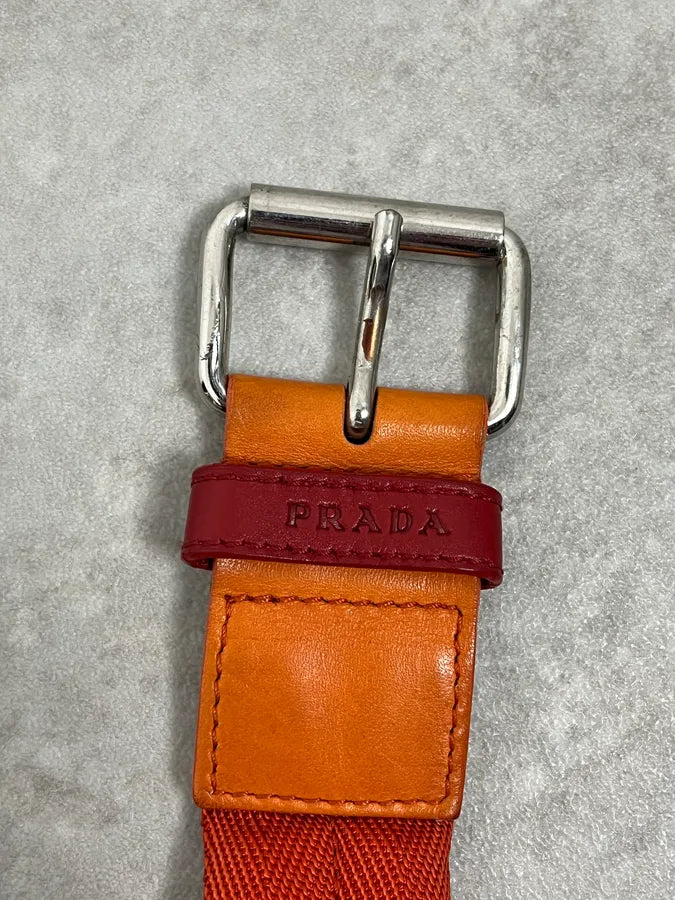 2000s Prada Orange Hybrid Leather Belt MAsvRio 5