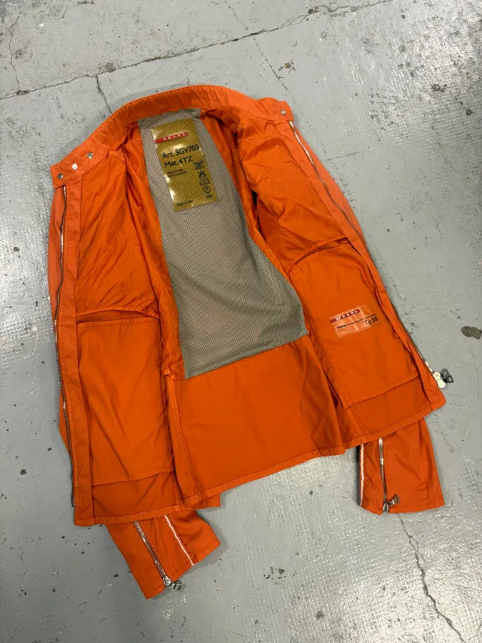 SS2002 Prada Orange Nylon Biker Jacket lpLIaig 6