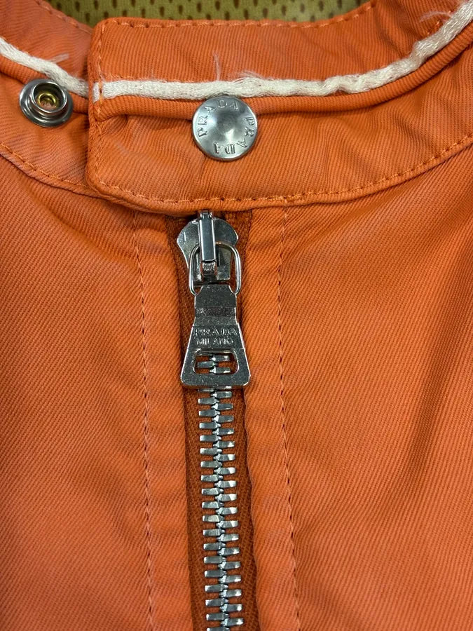 SS2002 Prada Orange Nylon Biker Jacket lpLIaig 8