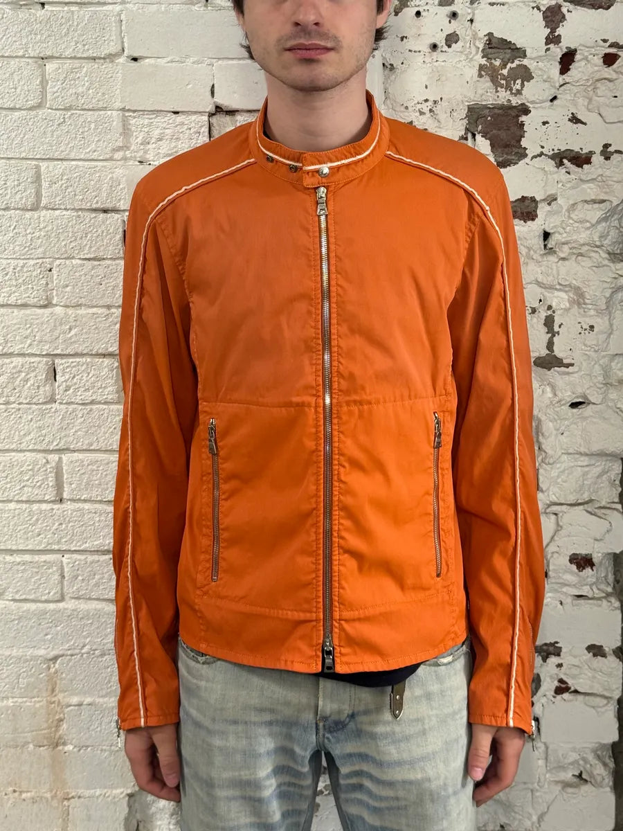 SS2002 Prada Orange Nylon Biker Jacket lpLIaig 1