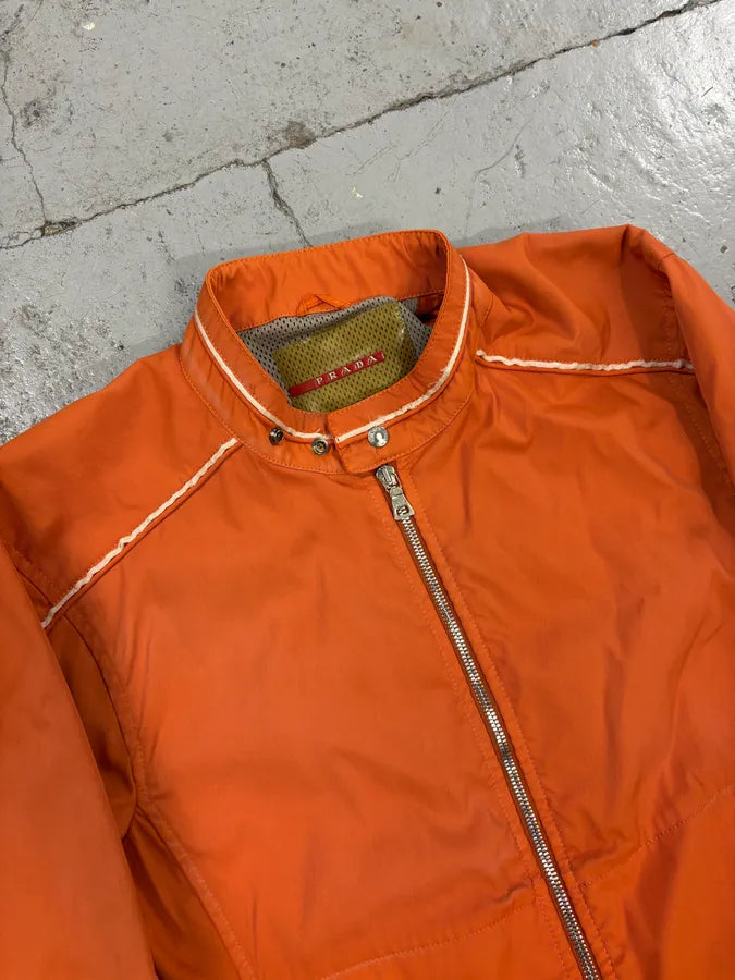 SS2002 Prada Orange Nylon Biker Jacket lpLIaig 4