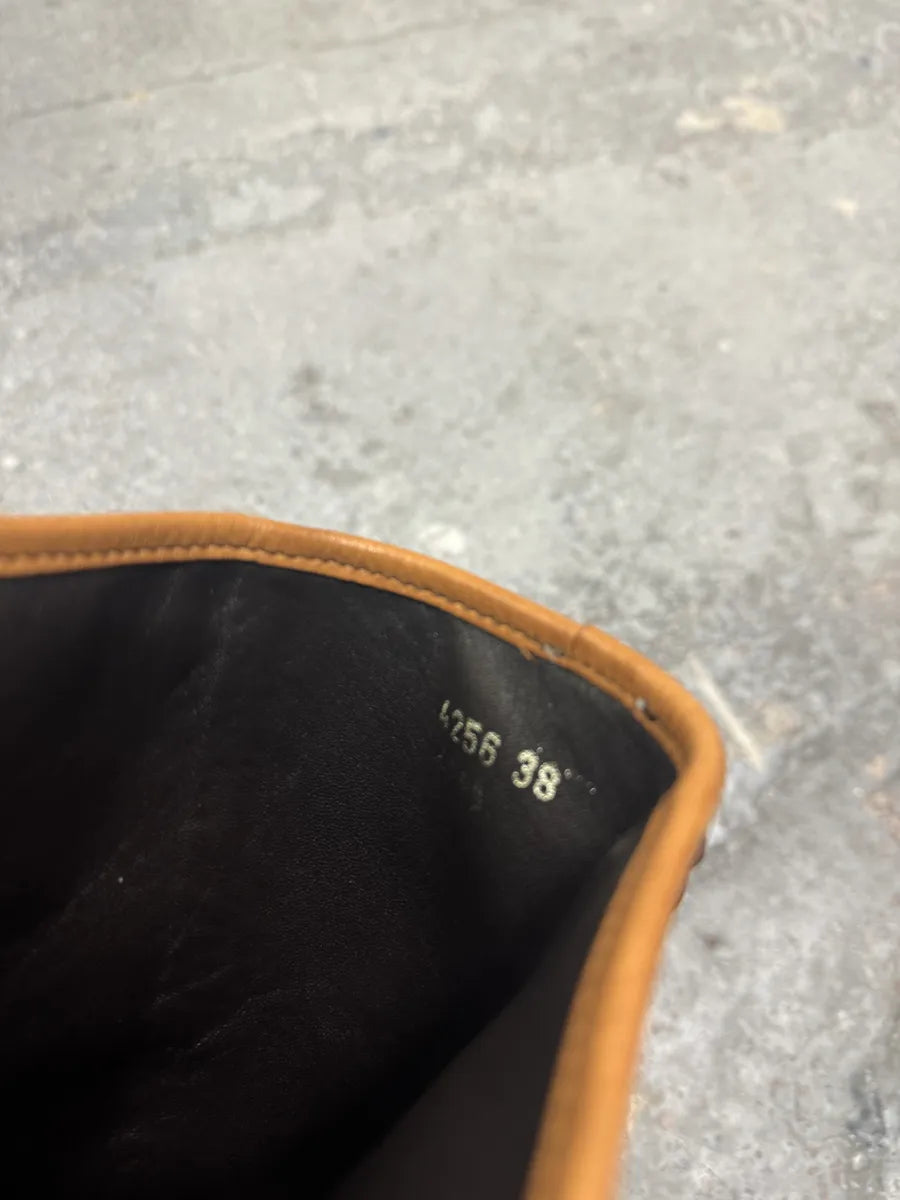 2000s Prada Orange Python Snakeskin Leather Santiags Western Boots (39eu/us6.5) 8