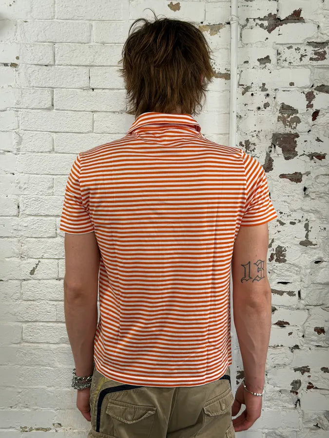 2000s Prada Orange Striped Polo IdPYhlp 2