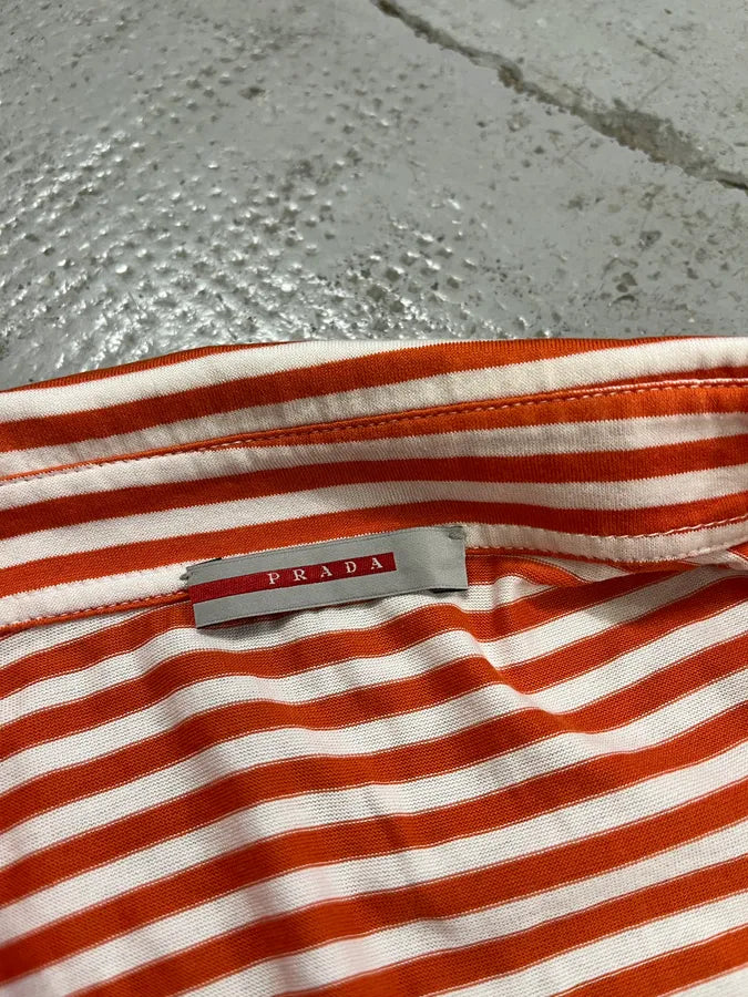 2000s Prada Orange Striped Polo IdPYhlp 6