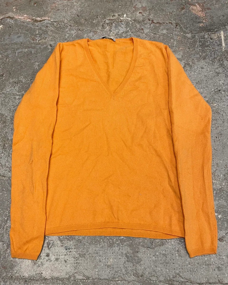2000s Prada Orange V Neck Sweater GJucGaZ 1
