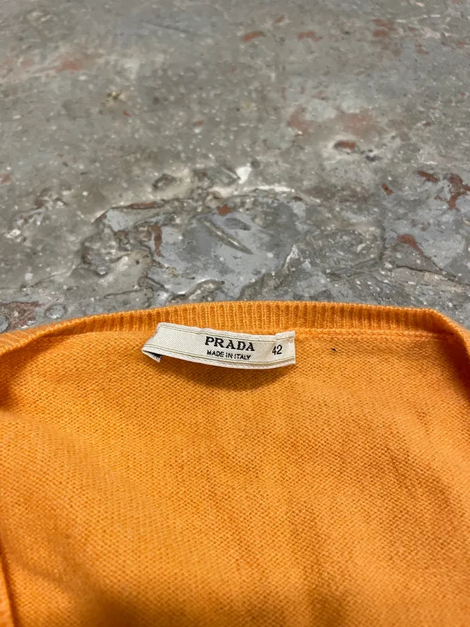2000s Prada Orange V Neck Sweater (XS/S) GJucGaZ 5