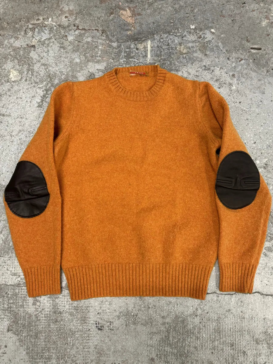 2000s Prada Orange Wool Padded Sweater (XS) RSKJWec 0