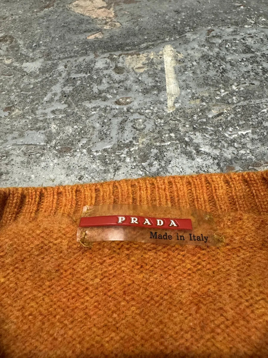 2000s Prada Orange Wool Padded Sweater (XS) RSKJWec 5
