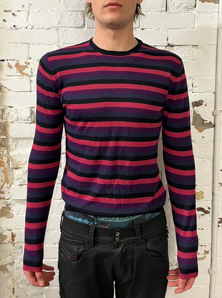 2000s Prada Pink & Purple Striped Sweater dlvMgZT 0