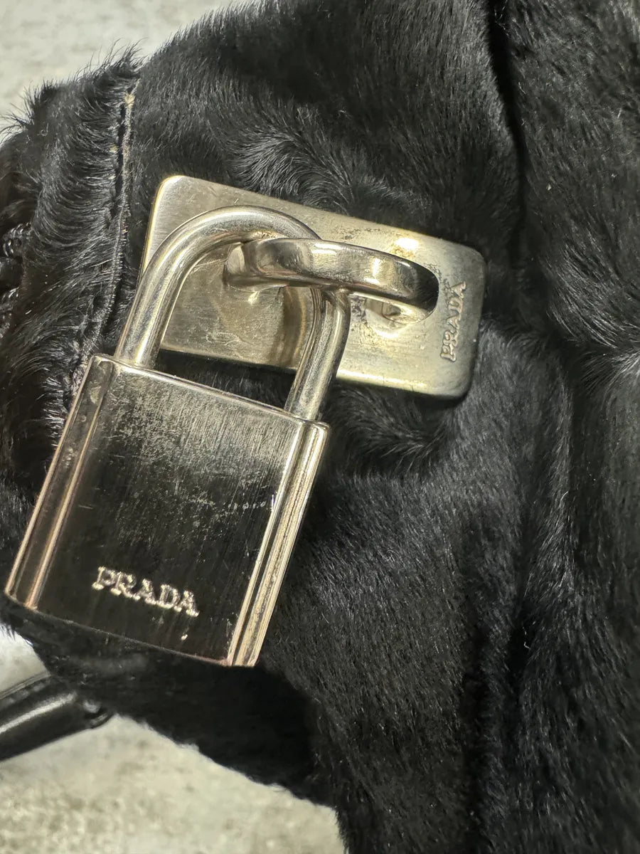 2000s Prada Pony Hair Black Leather Bowling Handle Bag nfvYYRF 4