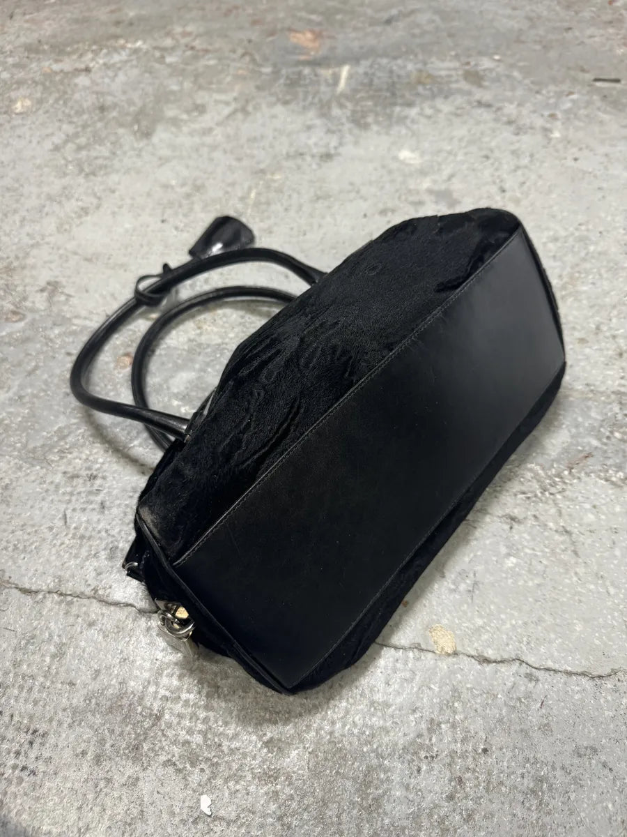 2000s Prada Pony Hair Black Leather Bowling Handle Bag nfvYYRF 8