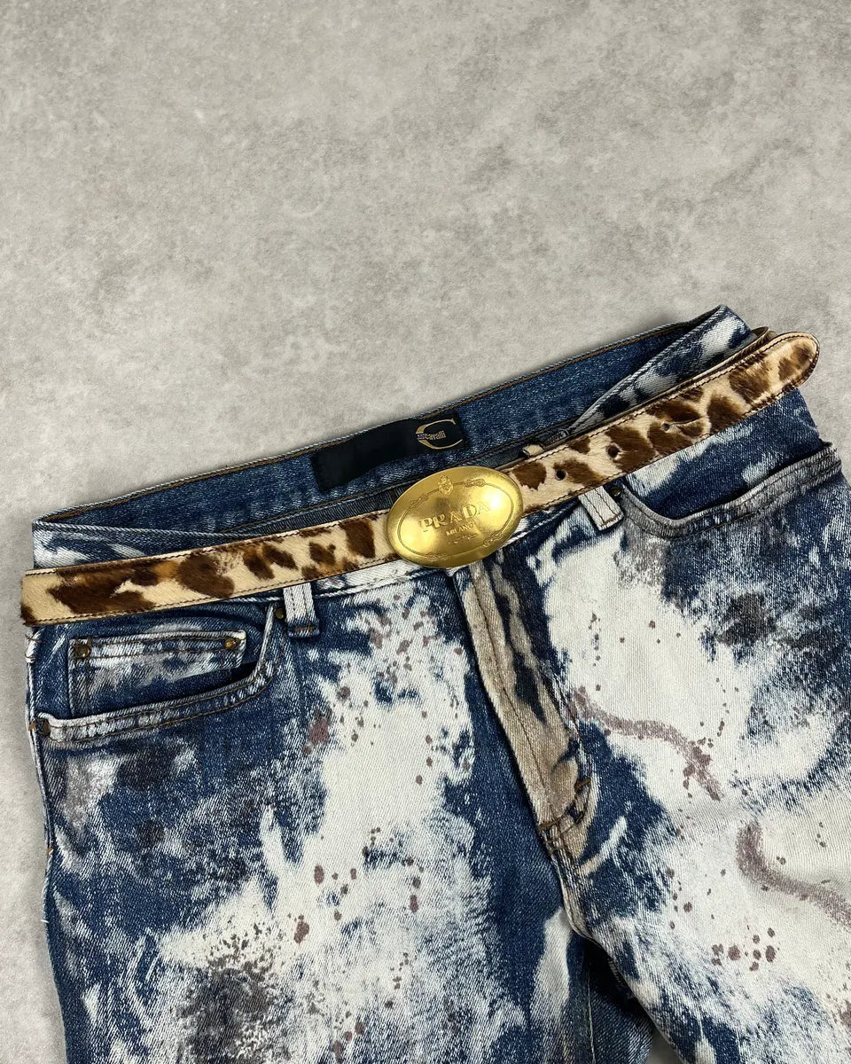 2000s Prada Pony Hair Gold Buckle Belt WRLFmPS 0