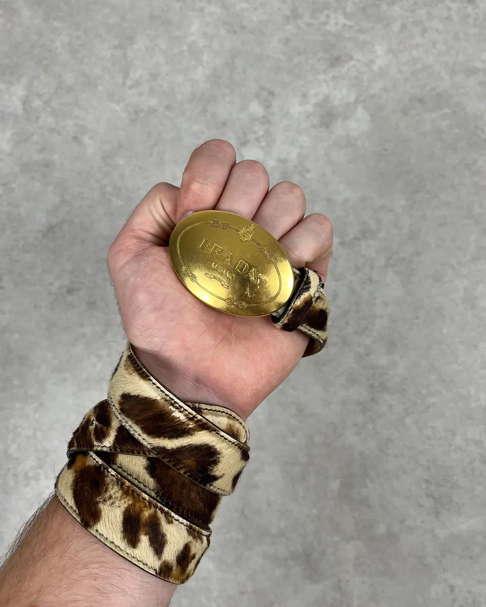 2000s Prada Pony Hair Gold Buckle Belt WRLFmPS 1