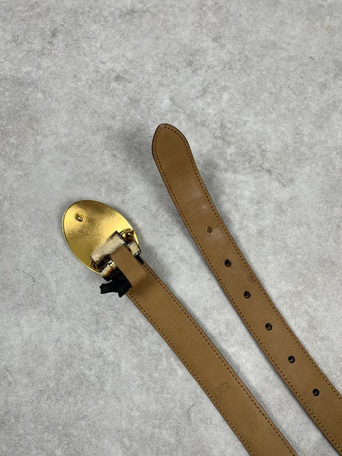 2000s Prada Pony Hair Gold Buckle Belt WRLFmPS 3