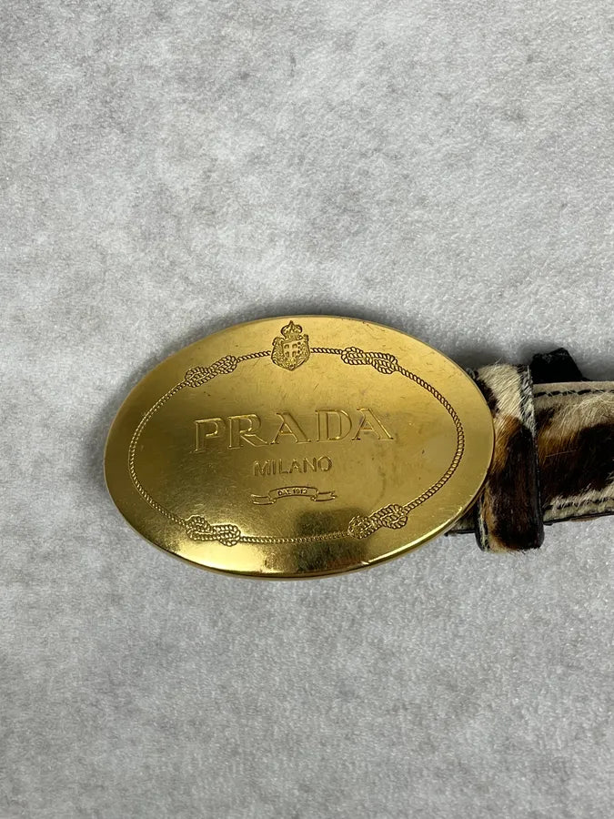 2000s Prada Pony Hair Gold Buckle Belt WRLFmPS 4