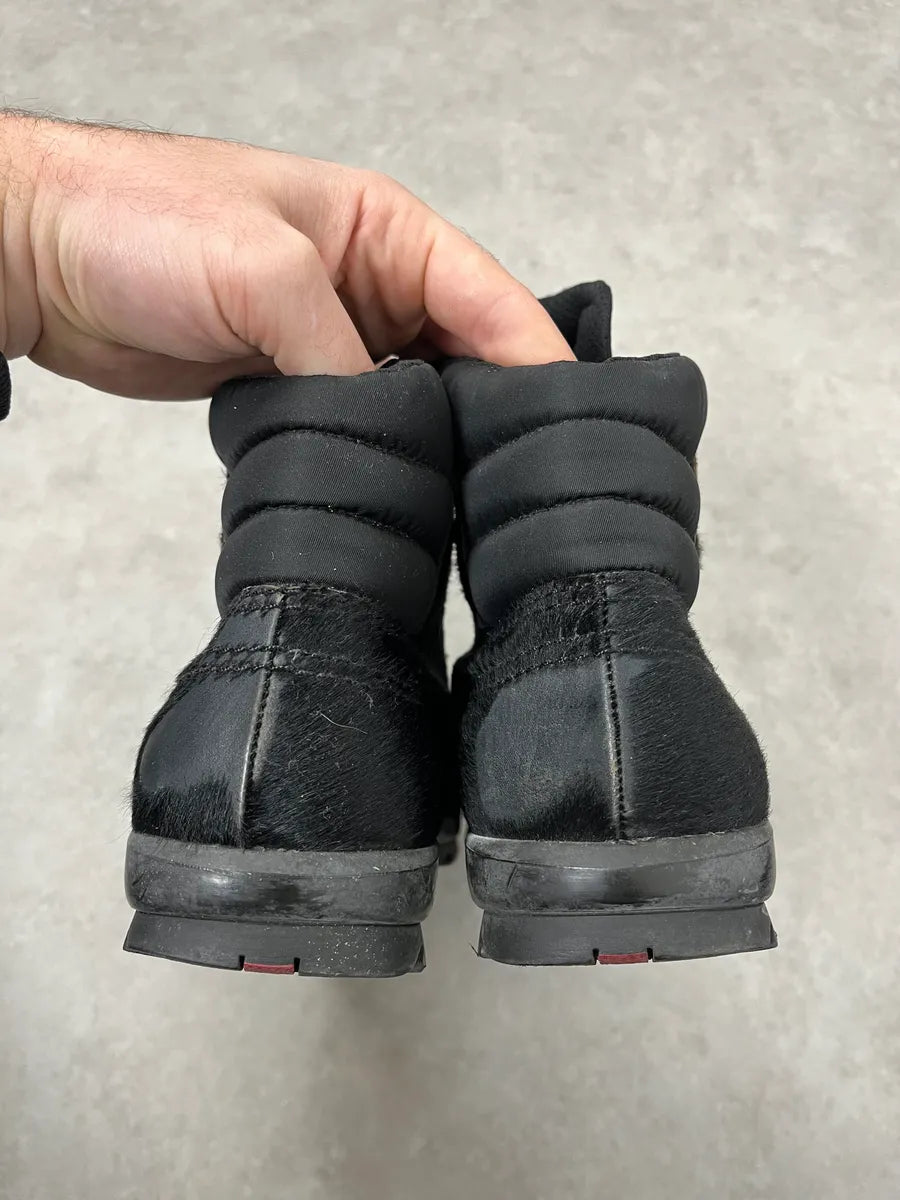 2000s Prada Pony Hair Leather Black High Shoes dasuOQM 6