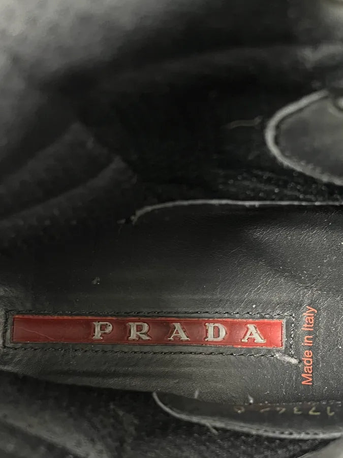 2000s Prada Pony Hair Leather Black High Shoes dasuOQM 10