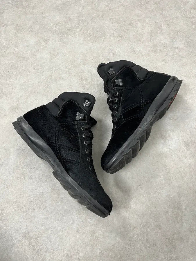 2000s Prada Pony Hair Leather Black High Shoes dasuOQM 3