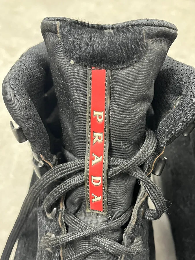 2000s Prada Pony Hair Leather Black High Shoes dasuOQM 9