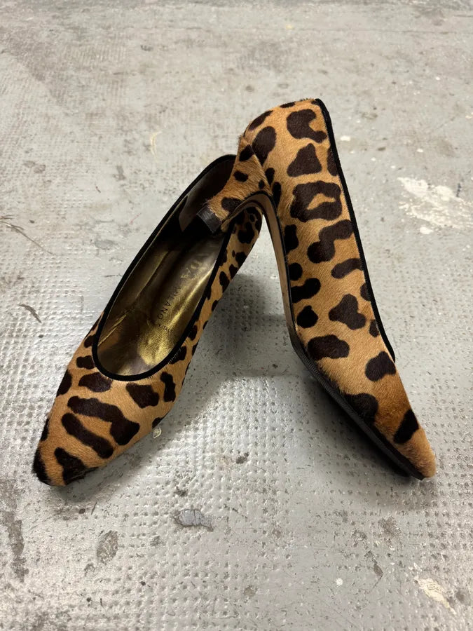 2000s Prada Pony Hair Leopard Heels Pumps aRlZZWL 10