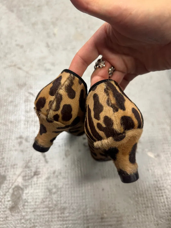 2000s Prada Pony Hair Leopard Heels Pumps aRlZZWL 3