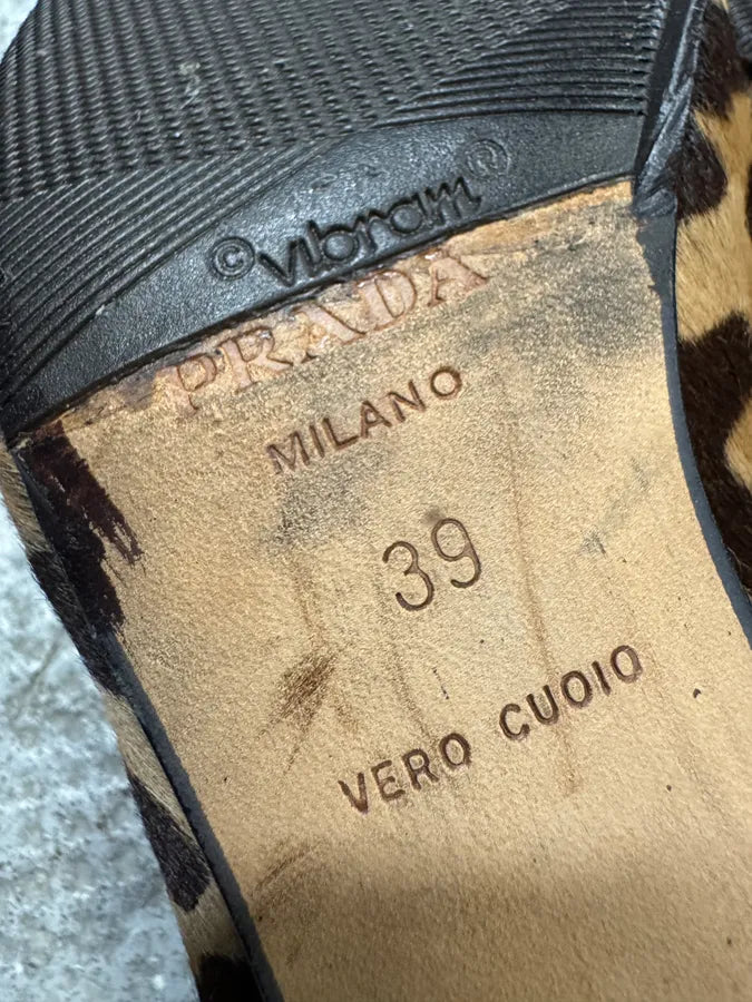 2000s Prada Pony Hair Leopard Heels Pumps aRlZZWL 7