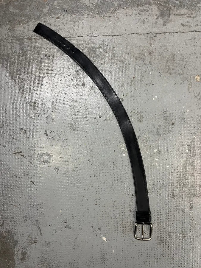2000s Prada Premium Black Leather Belt QCpWxRI 7