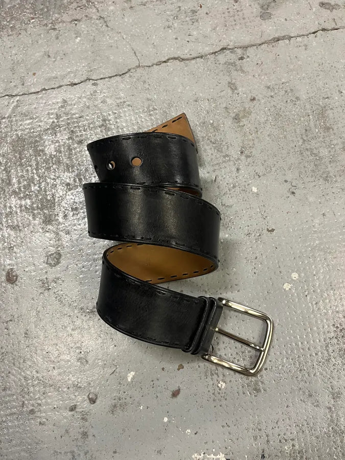 2000s Prada Premium Black Leather Belt QCpWxRI 1
