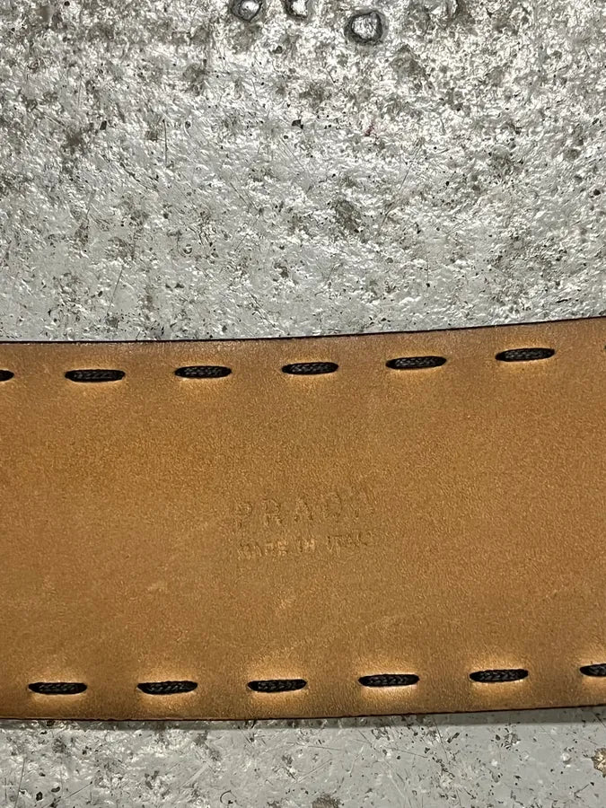 2000s Prada Premium Black Leather Belt QCpWxRI 6