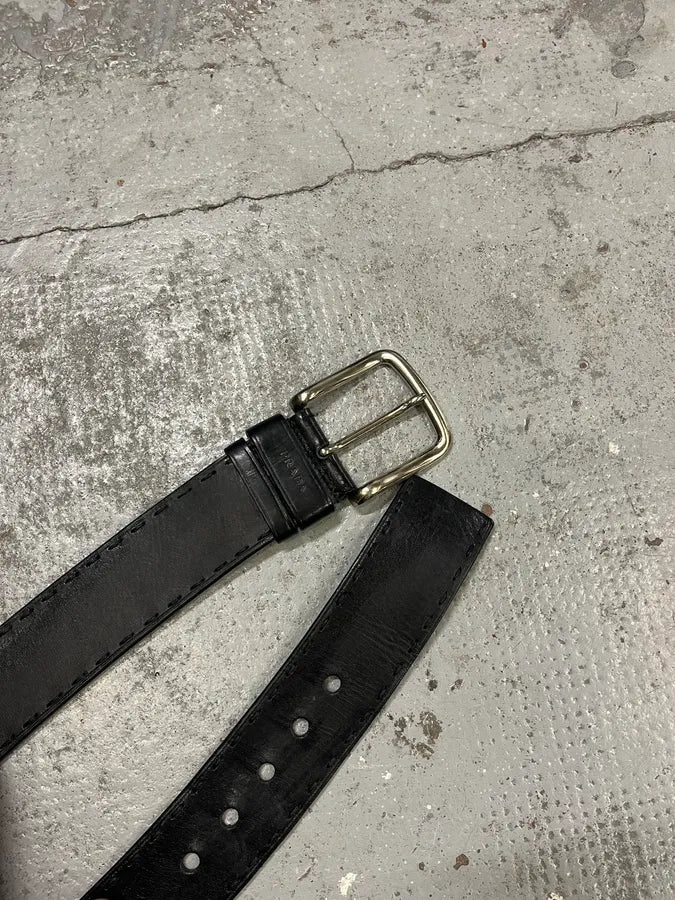 2000s Prada Premium Black Leather Belt QCpWxRI 3