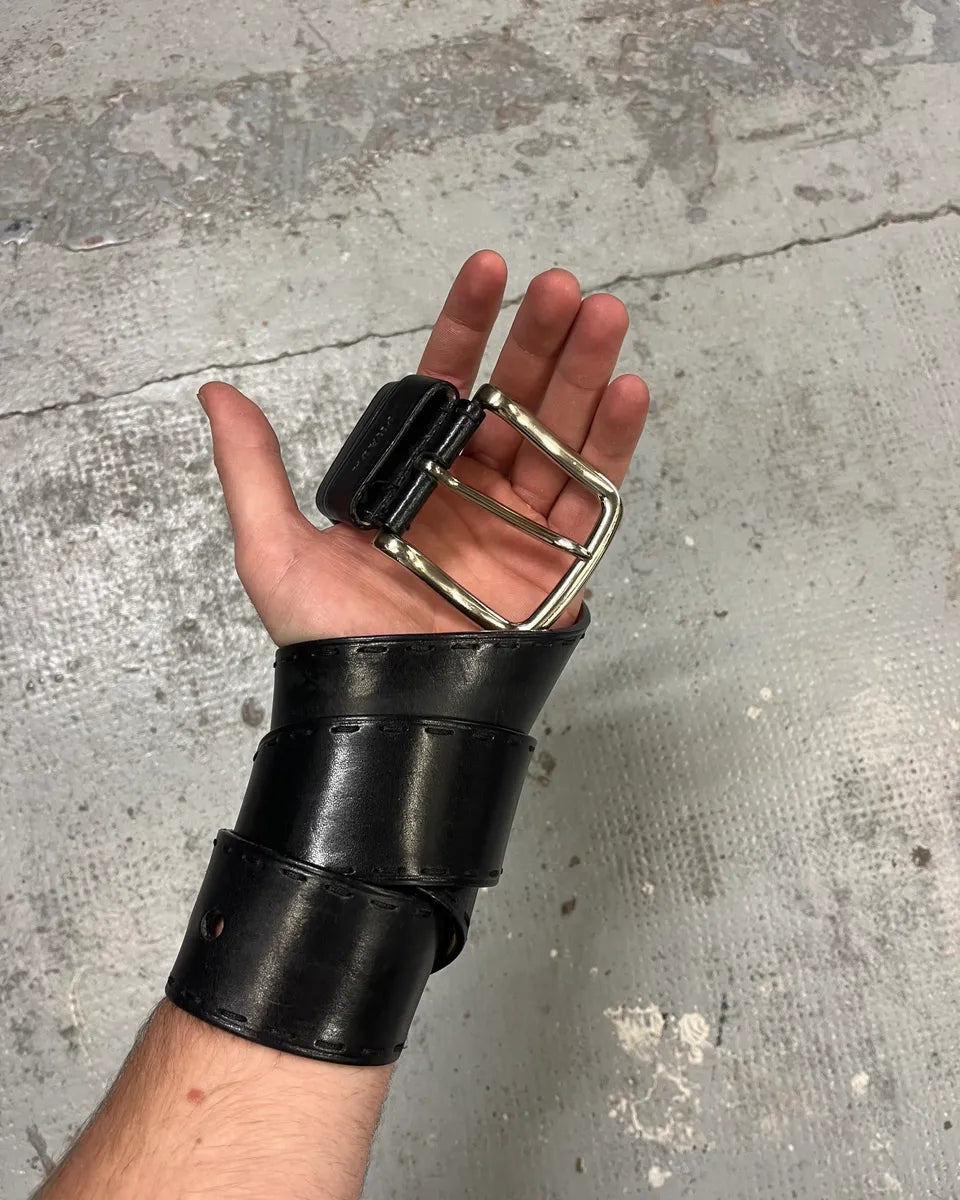 2000s Prada Premium Black Leather Belt QCpWxRI 2