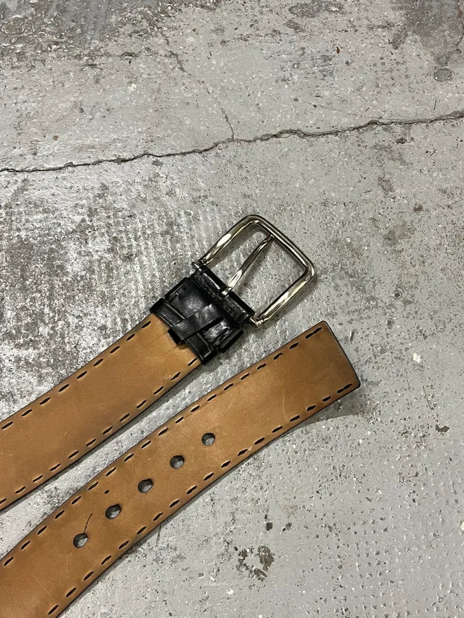 2000s Prada Premium Black Leather Belt QCpWxRI 4