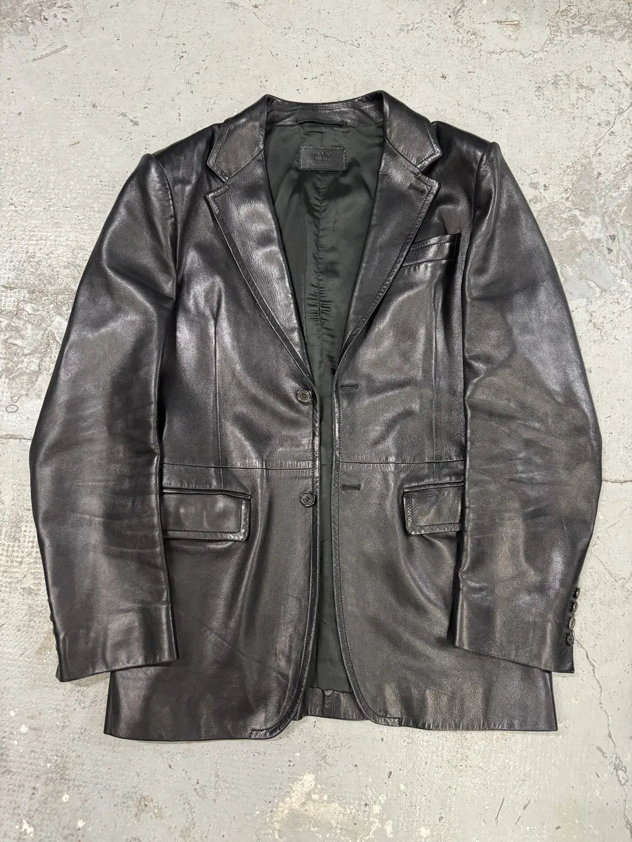 2000s Prada Premium Blazer Lamb Leather Jacket VJnPeih 4