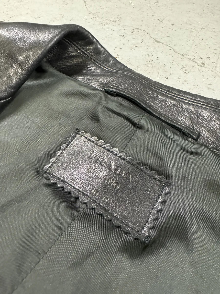 2000s Prada Premium Blazer Lamb Leather Jacket VJnPeih 5