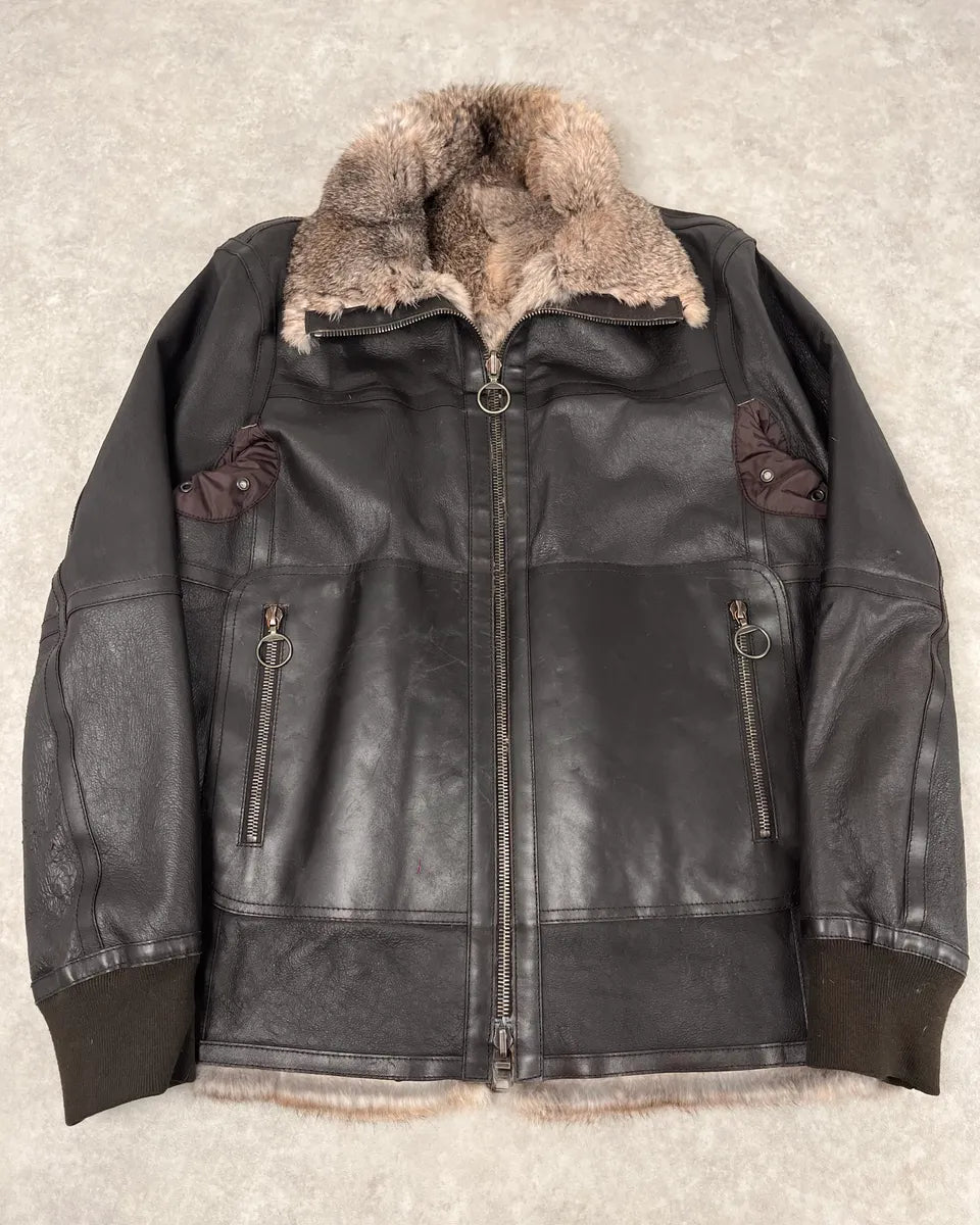 2000s Prada Premium Fur Reversible Brown Leather Jacket AKXtEMe 1