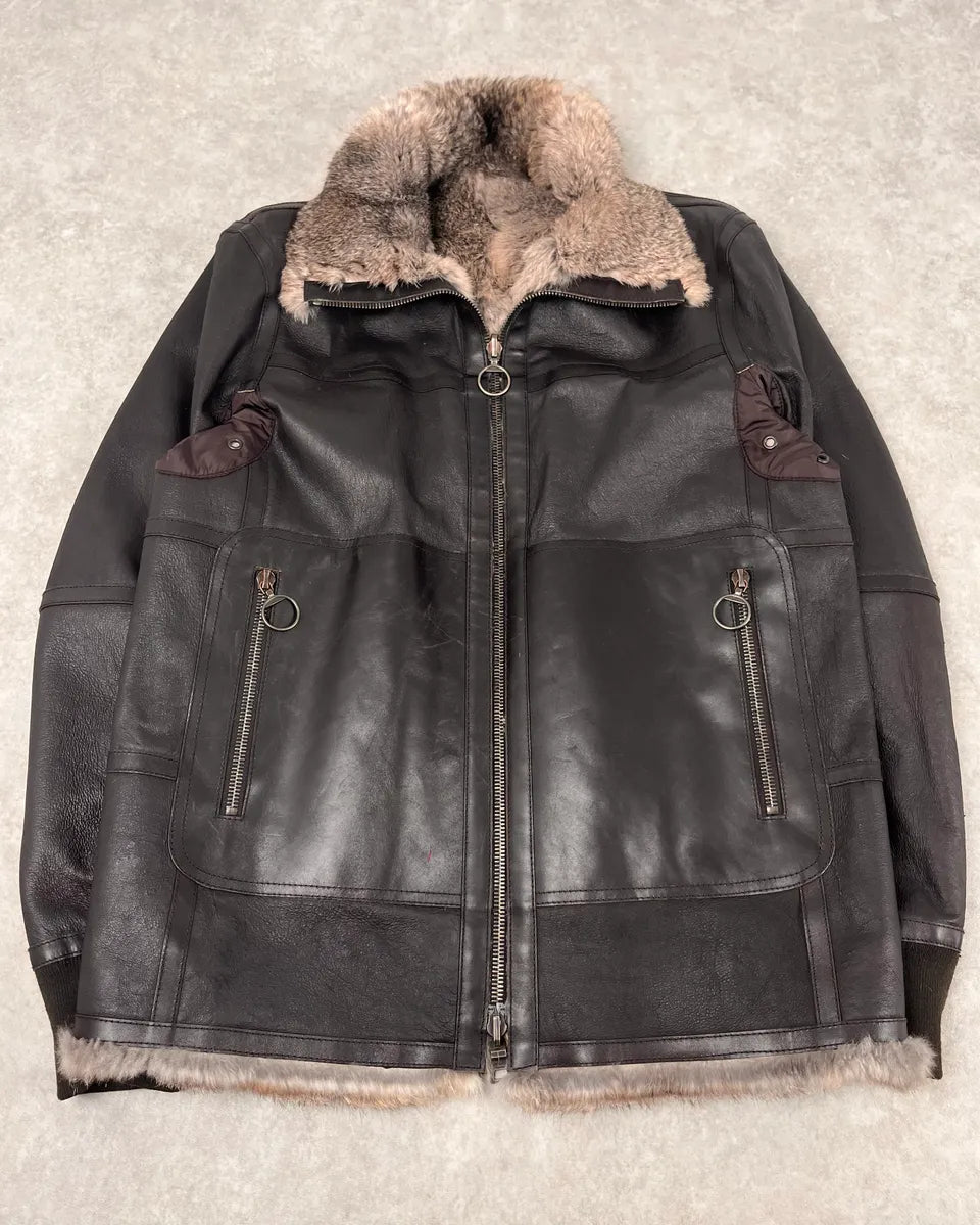 2000s Prada Premium Fur Reversible Brown Leather Jacket AKXtEMe 10