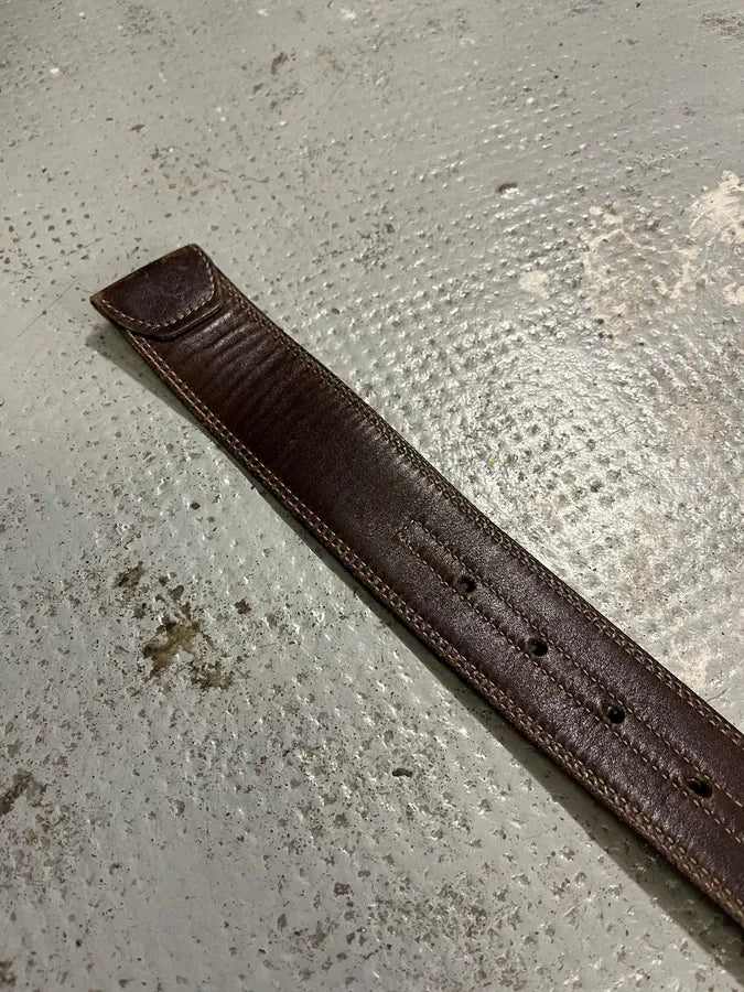 2000s Prada Prestigious Buckle Canva Leather Belt rTpULVZ 8