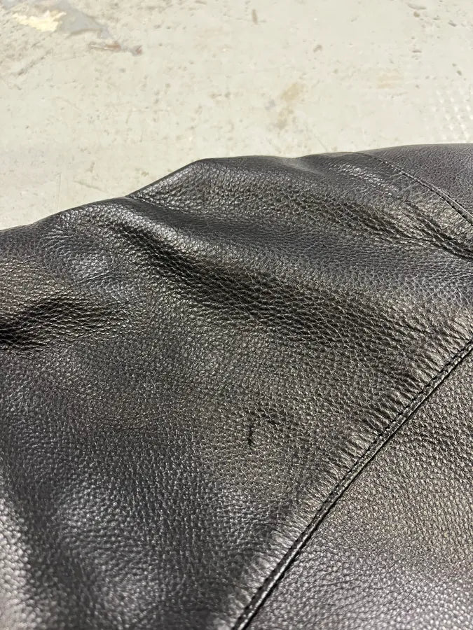 2000s Prada Pure Black Leather Jacket goDVXOo 11