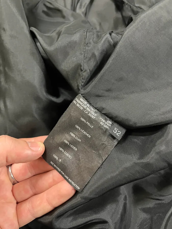 2000s Prada Pure Black Leather Jacket goDVXOo 9